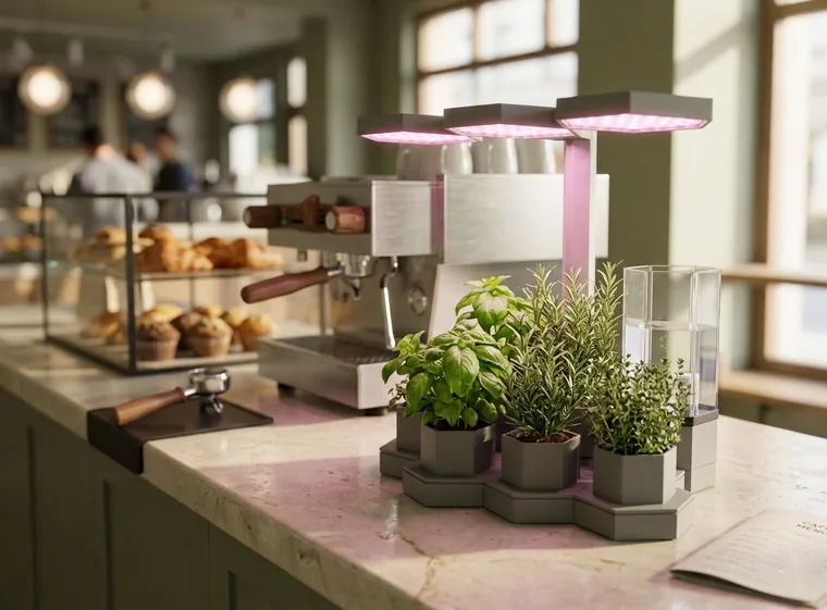 AI Ponics on a café counter